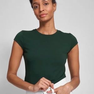 Universal Standard forest green cap tee 2XS (6-8)